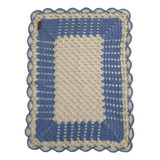Tapete Retangular Em Crochê Barbante Azul Celeste 65 X 49cm