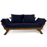 Sofá Japão Futon Acquablock Azul Royal Madeira Imbuia