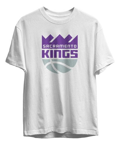 Remera Basket Nba Sacramento Kings Blanca Logo Completo