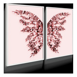 Quadro Decorativo Borboleta Rose Quarto Casal Sala Moderno