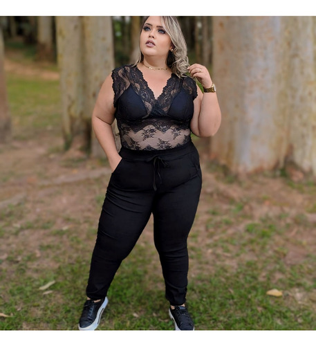 Calça Jogger Feminina Elegante Plus Size Social Com Bolsos