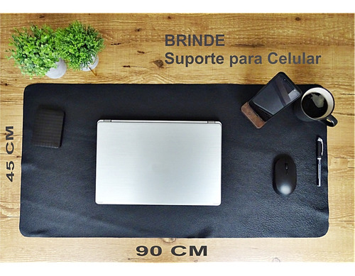 Mousepad Grande Deskpad Gamer Couro Legítimo 90x45 + Brinde