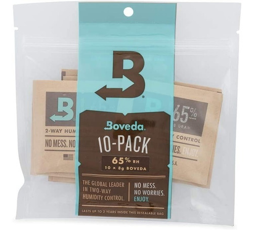 10 Boveda Packs 65% 8gr Control Humedad 2 Vias 