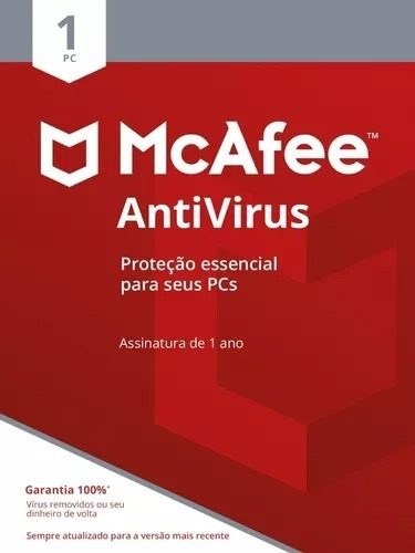 Mcafee Antivirus 1 Dispositivo 1 Ano - Proteção Essencial Pc