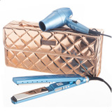 Babyliss Kit Viagem Mini Secador + Prancha C/ Maleta Dourada