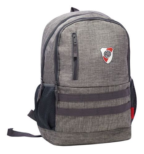 Mochila River Plate Grande Colegio Escolar Adolescente Color Gris Diseño De La Tela Liso