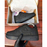 Tenis Air Force 1 Classico Couro Preto Moda Basquete