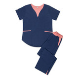 Ambo Oh! Wear Uniforme Médico - Lupe Sparciel Azul Con Coral