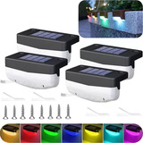 4 Rgb Lámpara Luz Solar Exterior Jardin Escalera Tierra Led