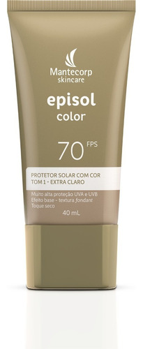 Protetor Solar Facial Episol Color Fps 70 Tom 1 Extra Claro 40ml Mantecorp Skincare