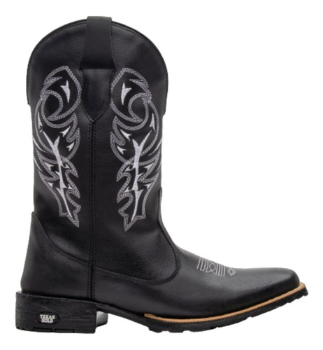 Bota Texana Country Masculina Couro Legitimo Bico Quadrado