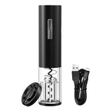 Destapador De Vinos Saca Corcho Carga Usb Tipo C Negro