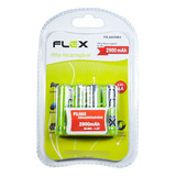 Cartela Com 4 Pilhas Recarregável Aa 2900mah -flex