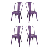 Silla De Comedor Desillas Tolix, Estructura Color Violeta, 4 Unidades