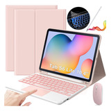 Funda Teclado Mouse+ Lapiz Para Galaxy Tab S6 Lite 10.4 Rosa