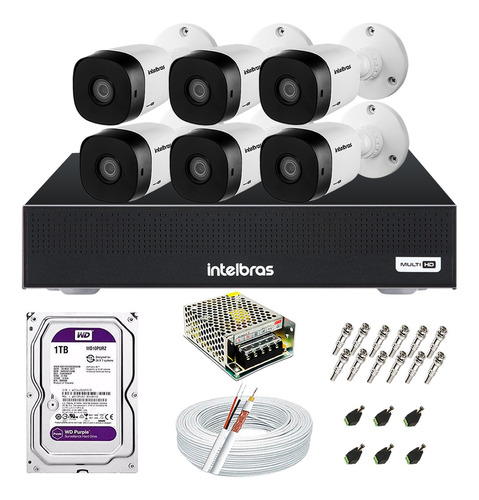 Kit 6 Câmeras Intelbras Hdcvi E Dvr 8 Canais C/ 1tb Purple