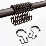 Ganchos De Baño De Metal Double Roller X12 Negro