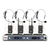 Gbr Uhf-430 Pro 4 Microfonos De Vincha Inalambricos Bateria