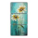 45x90cm Cuadro De Flores Turquesas Solares En Lienzo Flores