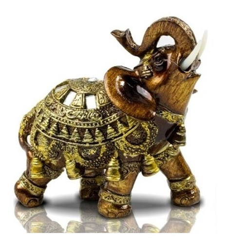 Enfeite Elefante De Resina Dourado Com Brilhos 12cm 