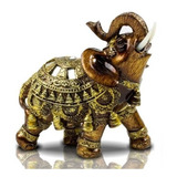 Enfeite Elefante De Resina Dourado Com Brilhos 12cm 