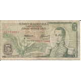 Colombia Reposición 5 Pesos Oro 20 Julio 1975