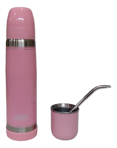 Termo Lumilagro Inox Rosa + Mate R + Bombilla 350 - Fdn Pp