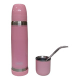 Termo Lumilagro Inox Rosa + Mate R + Bombilla 350 - Fdn