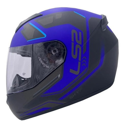 Casco Moto Integral Ls2 352 Ironface Negro Azul Talle Xl