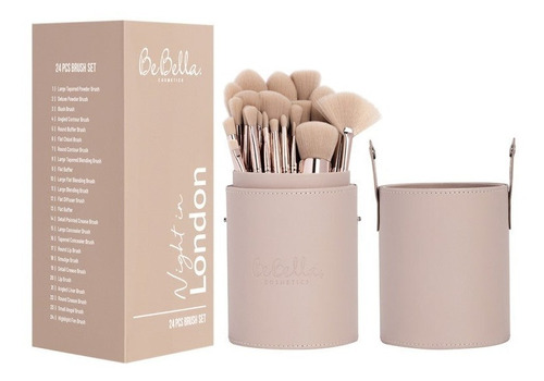 Set 24 Brochas Con Estuche Marca Bebella Night To London Color Nude