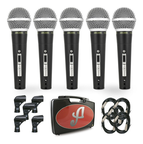 5 Microfones Arcano Renius-8 Kit Xlr + 1 Renius-7 Xlr-xlr
