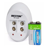 Cargador Beston Doble Puerto + Bateria Cuadrada 9v 250mah