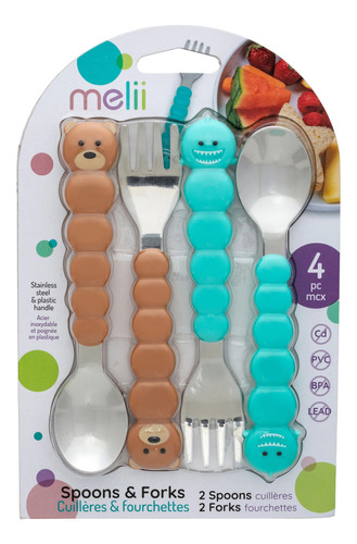 Set 4 Cubiertos Metalicos Para Niños 12 +