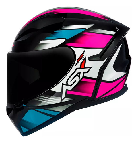 Capacete Moto Asx City Arrow Preto Tiffany Roxo +brinde @#