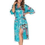 Bata Corta De Satén Sexy Para Mujer, Bata Larga Tipo Kimono