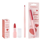 Lápis Para Contorno Labial + Batom Matte Kit Duo Lip Vizzela