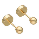 Aros Abridores De Oro 18k Ch Bolita 3mm Ch-702