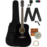 Fender Squier Dreadnought Acoustic Guitar - Black Learn-to-p