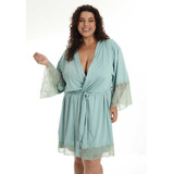 Robe Plus Size Luxo Com Renda Roupão De Banho Promoção