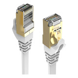 Cable Ethernet Cat 8 De 50 Pies, Plano, Blanco, Velocidad De