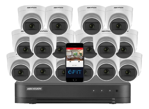 Kit Seguridad Hikvision Dvr 16 Canales 1080p Lite + 16 Domo Color Blanco