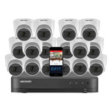 Kit Seguridad Hikvision Dvr 16 Canales 1080p Lite + 16 Domo Color Blanco