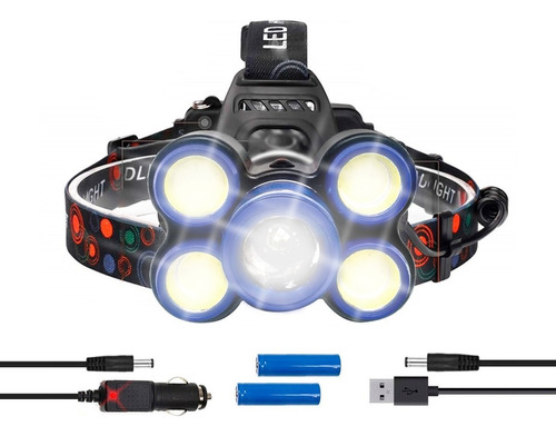 Linterna Minero Luz Cabeza Vincha 5 Led Bateria