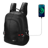 Mochila T-go Ab340 Porta Notebook Urbana Usb Grande 30 Litros Color Negro