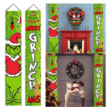 Banner De Navidad Para Decoración De Puerta Grinch Merry