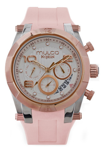 Reloj Casual Mulco Mw-5-5249-083 Kripton Color De La Correa Rosa Color Del Bisel Plateado Color Del Fondo Blanco