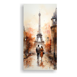 60x30cm Cuadro Pareja Joven Paseando Torre Eiffel Flores