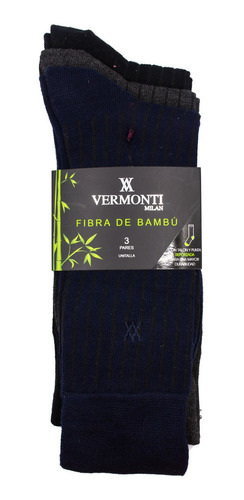 Set 3 Pzs Calcetines Hombre Vermonti Varios Colores Bambú