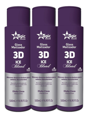 Kit 3 Magic Color Gloss Ice Blond Matizador 500ml