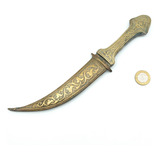 Cuchillo Curvo Daga Arabe Trabajada De Bronce - Cuchilleria